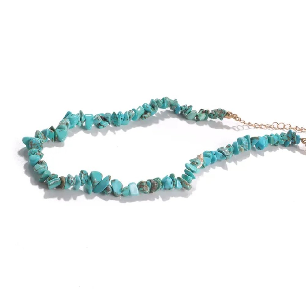 Western Southwestern Turquoise Beaded Boho Choker Necklace NEW - Picture 3 of 7